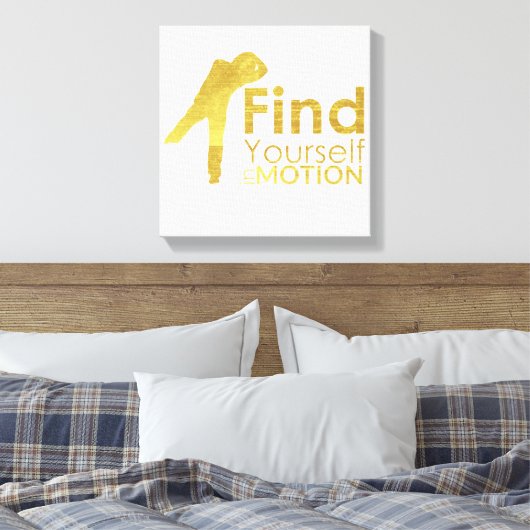 Zoek jezelf in bewegingsdoek | Goud Canvas Afdruk (Insitu (Slaapkamer))