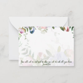 Zoek mijn met al je hart, roze en blauwe bloem notitiekaartje