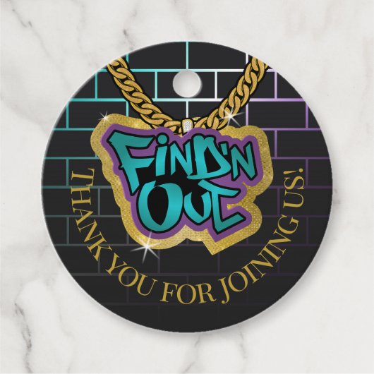 Zoek 'n out Geslacht onthullen! Bedankjes Labels (Voorkant)