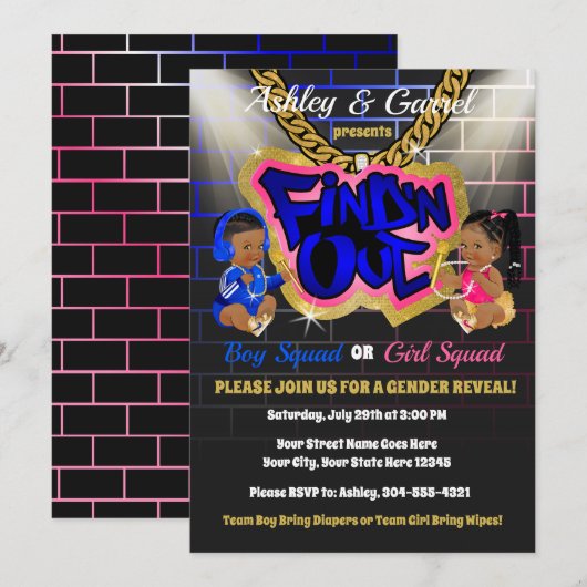 Zoek 'n uitnodiging! Gender onthullen! Hip Hop! Kaart (Voorkant / Achterkant)