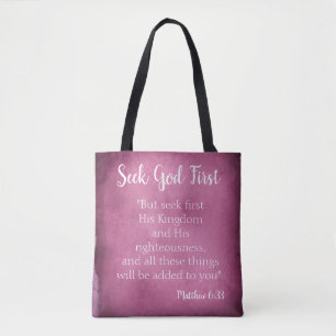 Zoek naar God Eerste Paarse Parchment Tote Bag