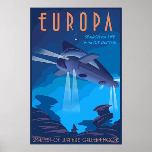 Zoek naar het leven op de maan Europa van Jupiter Poster (Voorkant)