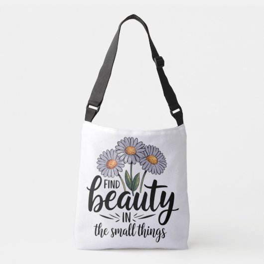 Zoek schoonheid in kleine dingen crossbody tas (Voorkant)