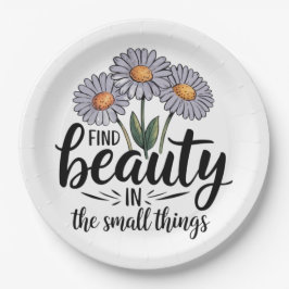 Zoek schoonheid in kleine dingen papieren bordje