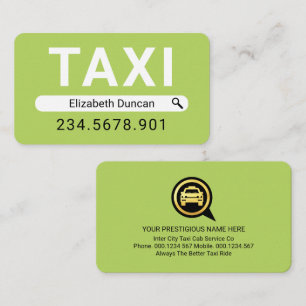 Zoek Uw Naam Taxi Chauffeur Visitekaartje
