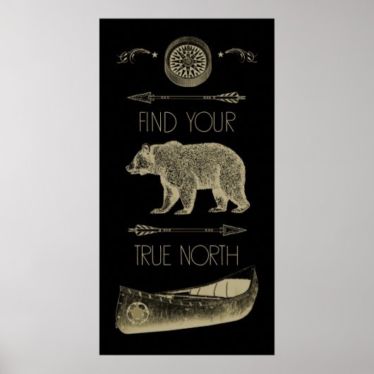 Zoek uw True North Canoe Beer Arrows Compass Poster (Voorkant)