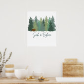 Zoek & Verken Beer in Bos Digitale Download Poster (Keuken)