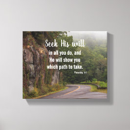 Zoek Zijn Wil Spreuken 3:6 Schilderachtig Pad Canvas Afdruk