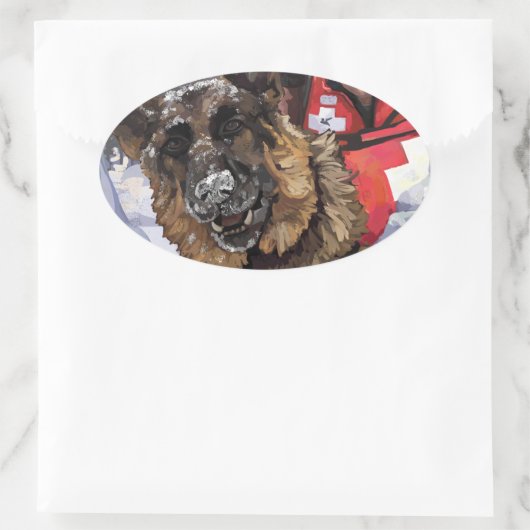 Zoeken en redden ovale sticker (Tas)