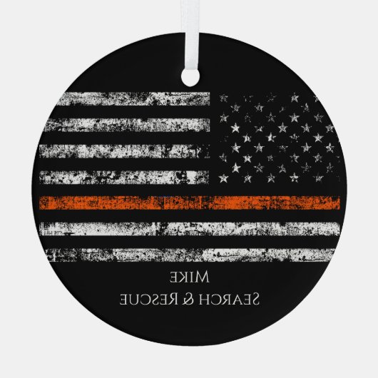 Zoeken en redden Thin Oranje Line Ornament – Cust (Achterkant)