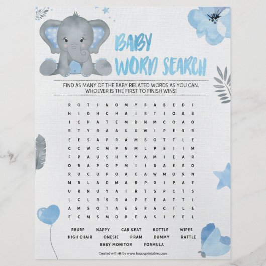 Zoeken in baby [Elephant [blauw] Baby Briefhoofd (Voorkant)