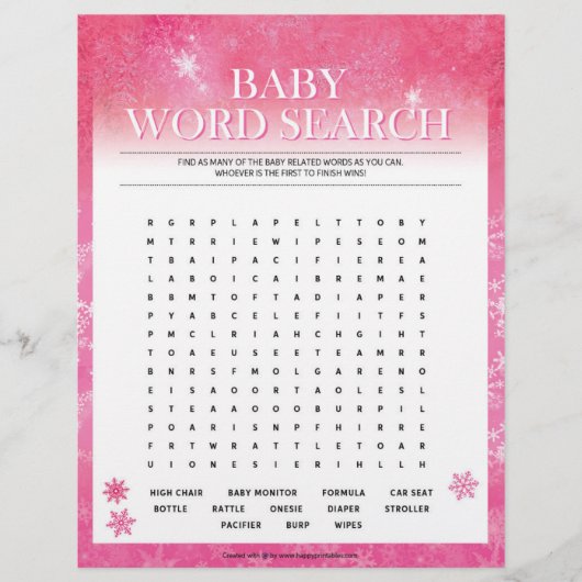 Zoeken in baby Word [Sneeuwroze] Briefhoofd (Voorkant)