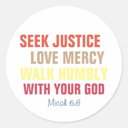Zoeken naar gerechtigheid, liefdesgenade, rustig r ronde sticker (Voorkant)