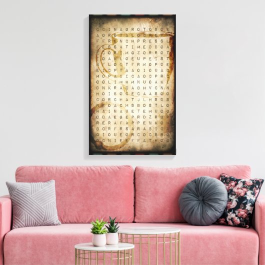 zoeken naar koffiewoorden canvas afdruk (Insitu (Woonkamer))