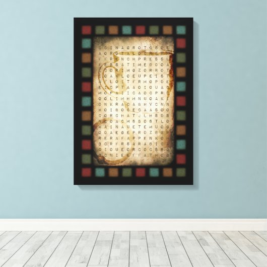 zoeken naar koffiewoorden canvas afdruk (Insitu (Houten vloer))