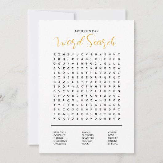 Zoeken op moederdag Word Kaart (Voorkant)