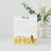 Zoekkaart voor vogels Word Briefkaart (Staand voorkant)