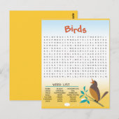 Zoekkaart voor vogels Word Briefkaart (Voorkant / Achterkant)