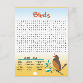 Zoekkaart voor vogels Word Briefkaart