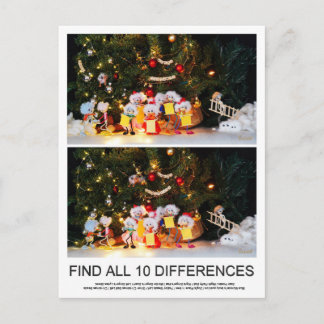 Zoekplaatje van 10 verschillen van de Kerstfubby's Briefkaart
