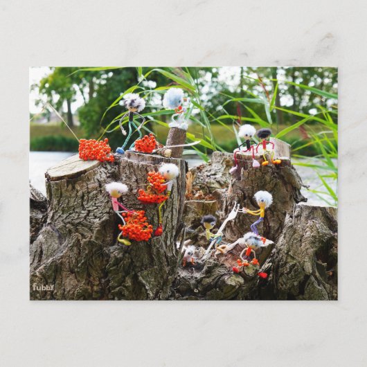 Zoekplaatje van Fubby activiteit bessengevecht. Briefkaart (Voorkant)