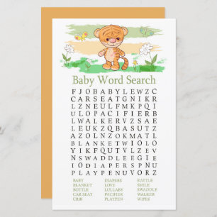 Zoekspel in Tiger Baby shower Word