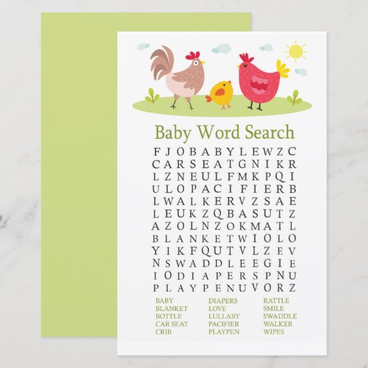 Zoekspel voor Chicken Baby shower Word (Voorkant / Achterkant)