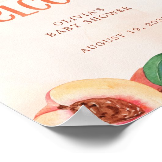 Zoekt als een Baby shower Welkomstteken Peach Poster (Hoek)