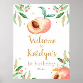 Zoekt u als 'Peach Birthday Party Welcome Sign' Poster