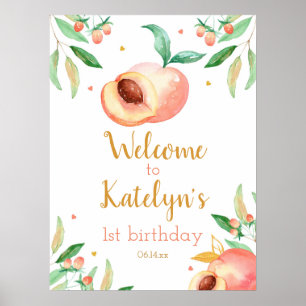 Zoekt u als 'Peach Birthday Party Welcome Sign' Poster