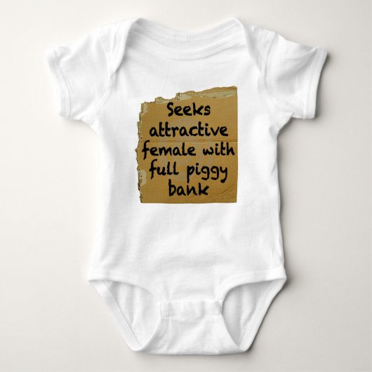 Zoekt Vrouw met de volle spaarbank Romper (Voorkant)