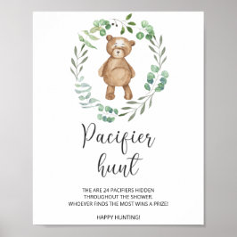 zoektocht babyspeen little bear baby shower spel poster
