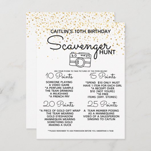 zoektocht spel kinderfeest verjaardagsfeestje aankondigingskaart (Voorkant / Achterkant)