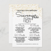 zoektocht spel verjaardagsfeestje kinderen fiesta aankondigingskaart (Voorkant / Achterkant)