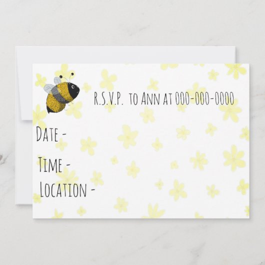 Zoele Bij Geel en Zwart | HapBee Verjaardag Kaart (Achterkant)