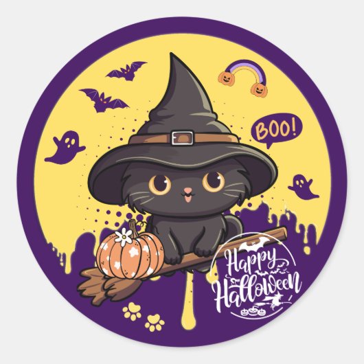 Zoele Halloween Kat Sticker (Voorkant)