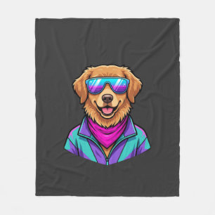 Zoele Honden Zonnebril Retro Neon Kunst_1 Fleece Deken
