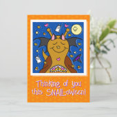 Zoele slak met vleermuisvleugels Gelukkig Hallowee Feestdagenkaart (Staand voorkant)