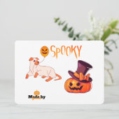 Zoele spookhond Geest & Pompoen Halloween ontwerp  Kaart (Staand voorkant)