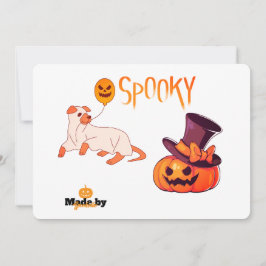 Zoele spookhond Geest & Pompoen Halloween ontwerp  Kaart