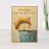 Zoele Zonnebloem Kat Je Bent Purr-fect Aangepaste  Kaart (Voorkant)