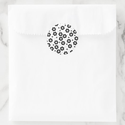 Zoele zwart witte bloemen Sticker (Tas)