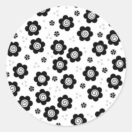 Zoele zwart witte bloemen Sticker (Voorkant)