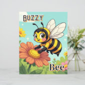 Zoemende Bij | Mooie Cartoon Kinderkamer Kunst (Staand voorkant)