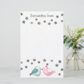 zoende vogels en sterren briefpapier (Staand voorkant)