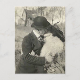 zoenen met bont briefkaart