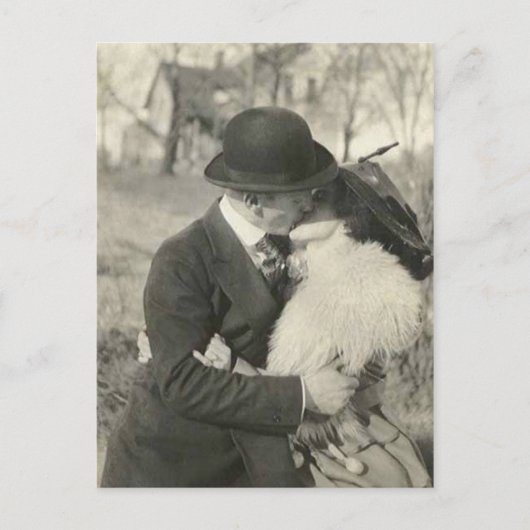 zoenen met bont briefkaart (Voorkant)