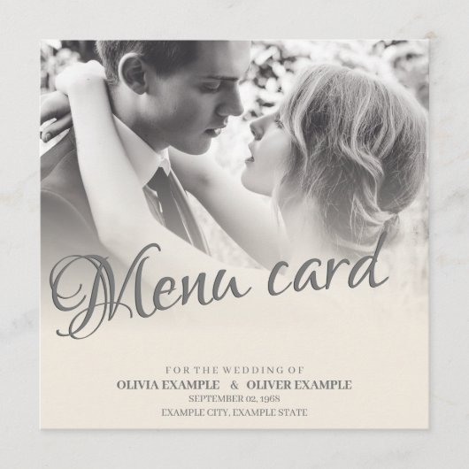 Zoenend bruidspaar in monochroom menu (Voorkant)