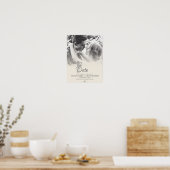 Zoenend bruidspaar in monochroom poster (Keuken)