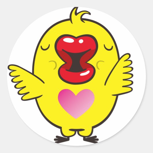 zoenend kuiken ronde sticker (Voorkant)